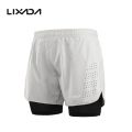 Lixada Men's 2-in-1 Running Shorts Quick Drying Breathable Active Training Exercise Jogging Cycling Shorts with Longer Liner.
