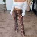 Ladies Print High Elastic Tight High Waist Pants Flared Pants Thin Casual Party Street Spring Straight Retro Floral Print Pants.