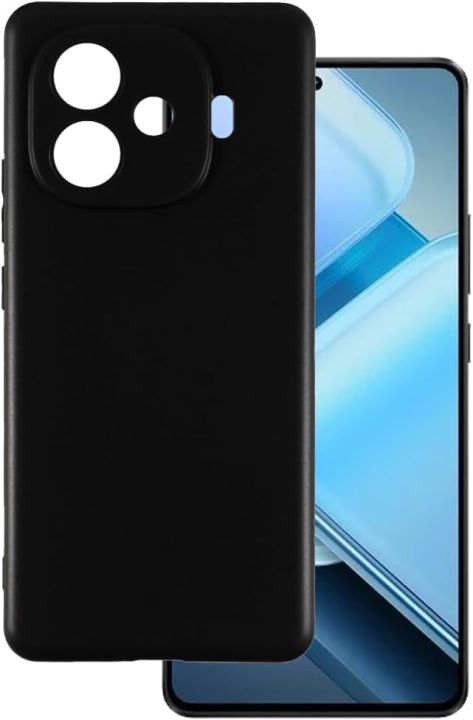 Vivo iQOO Z9 Turbo Silicone Matte Flexible Soft Phone Case - Black - Phone Back Cover