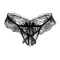 Pearl Lace Underwear Transparent Bowknot Beads Lace Panties Soft Ruffled Trim Hollow Underwear.