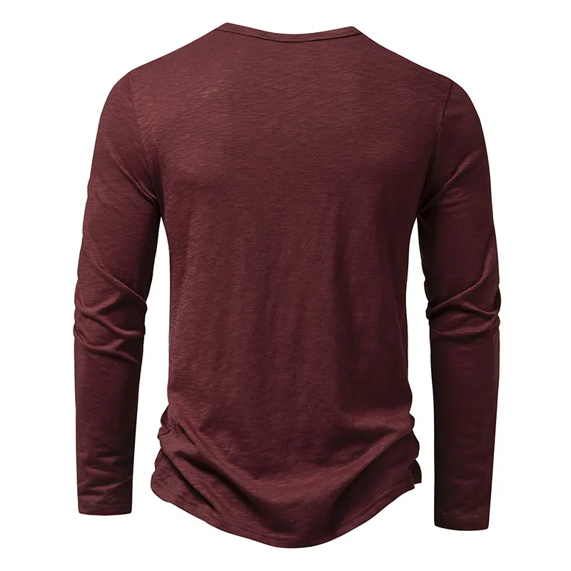 Mens Clothing Mens Red Henley Long Sleeve Men's Cotton Button