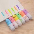6pcs/set Cute capsulee highlighter naughty expression bright watercolor coloring pen Pilll highlighter marker. 