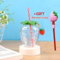 500ml Summer Cute Strawberry Straw Water Bottle Milk Coffee Straw Cup for Home.