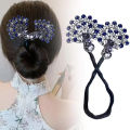 Peacock Rhinestone Hair Bun Maker Colourful Fashion Lazy Hair Curler Elegant U Shape Twister Curler Women Hair Accessories Headband Roller Hair Curler Donut Bun Maker Lazy Hairpin Hair Bow Twisted Korean Style Accessories Tool Women's Style.