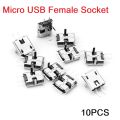 10Pcs- 2Pin MICRO USB Female Socket Type-B 2 Pin Leads Female DIP Power Socket Connector Micro USB Panel Mount Without Cables For Charging Socket LED Light DIY. 