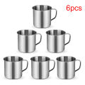 6pcs Outdoor Camping Hiking Tea Mug Cup Stainless Steel Coffee Cup. 