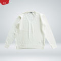 Womens V-Neck Long Sleeve Off-White Winter Sweater From Levin. 