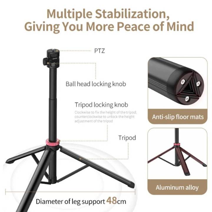 Ulanzi MT-79 Extendable Tripod with 1/4'' Screw for DSLR Camera Smartphone Fill Light Microphone Tripod