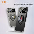 【Buried Buzie】Gyroscope Magnetic Stand Phone Case For iPhone 11 12 13 14 15 Pro Max Plus Lens Protection Frosted PC Rotatable Gyro Cover Funda. 