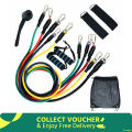 11 Pcs Resistance Band Set With Ankle straps door strap and carrying bag.