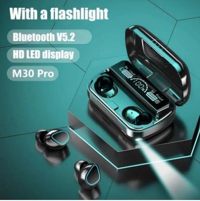 Music world BD M30 Pro TWS Bluetooth 5.2 Earphones Stereo Sports Waterproof Earbuds Wireless Headphones HIFI Music Headset with LED Display Charging Box Authentic