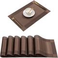 Table Mats Set of 6 Dinning Table Placemats PVC Rectangular Vintage Woven Washable Mats. 