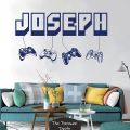 Custom Name Gaming Zone Game Controller Wall Sticker Decal Playroom Bedroom Video Game Joystick Player Home Decor.