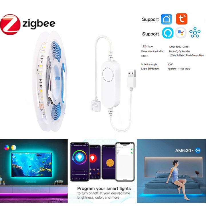 Zigbee%20USB%20LED%20Strip%20DC5V%201-3M%20RGBCCT%20Flexible%20Light%20Lamp%20TV%20Background%20Lighting%20Echo%20Plus%20Smartthings%20Tuya%20Voice%20Control%20-%20Image%202