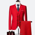 Luxury 3 piece men's wedding suit fashion men's slim solid color business office suit sets large size men Blazer+ pants + vest. 