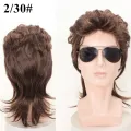 OUCEY Short Synthetic Hair Wigs For Men Natural Wavy Red Wig With Bangs Cosplay Wigs Male Curly Hair Fluffy Nightclub Bar Wig. 