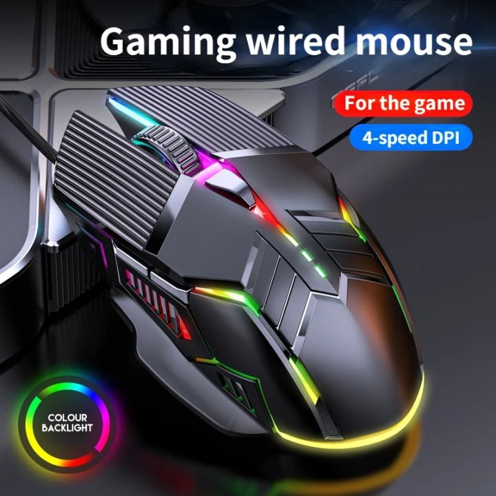 PC Gamer Mice 3200Dpi Wired Gaming Mouse Ergonomic Usb Computer Rgb 6 Button Led Illuminated Mute Mouse for Macbook Air Matebook