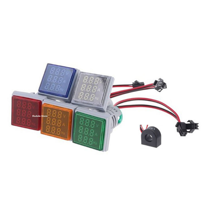 Digital AC Volt AMP Hz Meter Measure and Display AC Voltage Current and Frequency 22mm Panel Meter