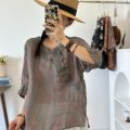 【Recommended by Chubby Girl】New Chinese Style Slimming Temperament Fashion Loose Casual Summer Short Sleeve23121Small shirt top. 