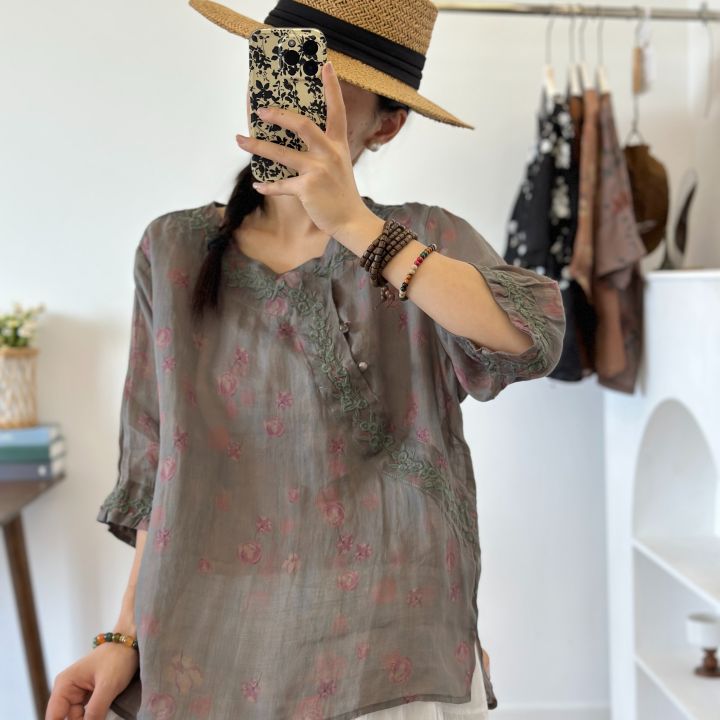 %E3%80%90Recommended%20by%20Chubby%20Girl%E3%80%91New%20Chinese%20Style%20Slimming%20Temperament%20Fashion%20Loose%20Casual%20Summer%20Short%20Sleeve23121Small%20shirt%20top%20-%20Image%202