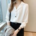 Long Sleeve Black White Blouse Tops Blouse Women Blusas Mujer De Moda 2023 V-neck Chiffon Blouse Shirt Blouses Femme Blusas E447.