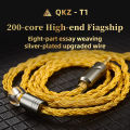 Original QKZ T1 8 Strand 200 Cores Earphone Upgrade Cable 2PIN 0.75mm 3.5MM OFC Copper Silver-Plated Audio Replacement Cable For ZXD/ZX2/ZAX2/ZXN/ZXT/AK6MAX/AK6PRO/VK4 QKZ KZ Earbuds. 