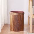 Retro Creative Wood Grain Trash Can Household Living Room Kitchen Trash Can - dustbin.