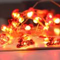 Polocat 20 Led Acrylic Love Heart Wedding String Fairy Light Red Girl String Light Indoor Wedding Party Garland Valentines Day Decor.