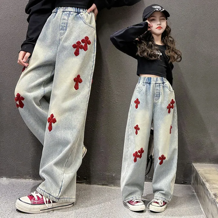 Girls%20Spring%20Jeans%202024%20New%20Foreign%20Style%20Girls%20Big%20Spring%20and%20Autumn%20Casual%20Straight%20Pants%20Children's%20Spring%20Wide-leg%20Pants%20-%20Image%207