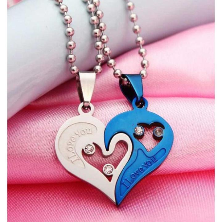 Couple%20Special%20Silver%20plated%20Dual%20Heart%20Pendant%20with%20Chain%20Rhodium%20Stainless%20Steel%20Pendant%20Silver%20Stainless%20Steel%20Pendant%20Set%20-%20Image%202