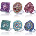 Leather Art Mirror Personalized 1pc/Set Portable Mandala Pocket Mirror Craft Kit Folding Design DIY Mirror Kit for Travel.