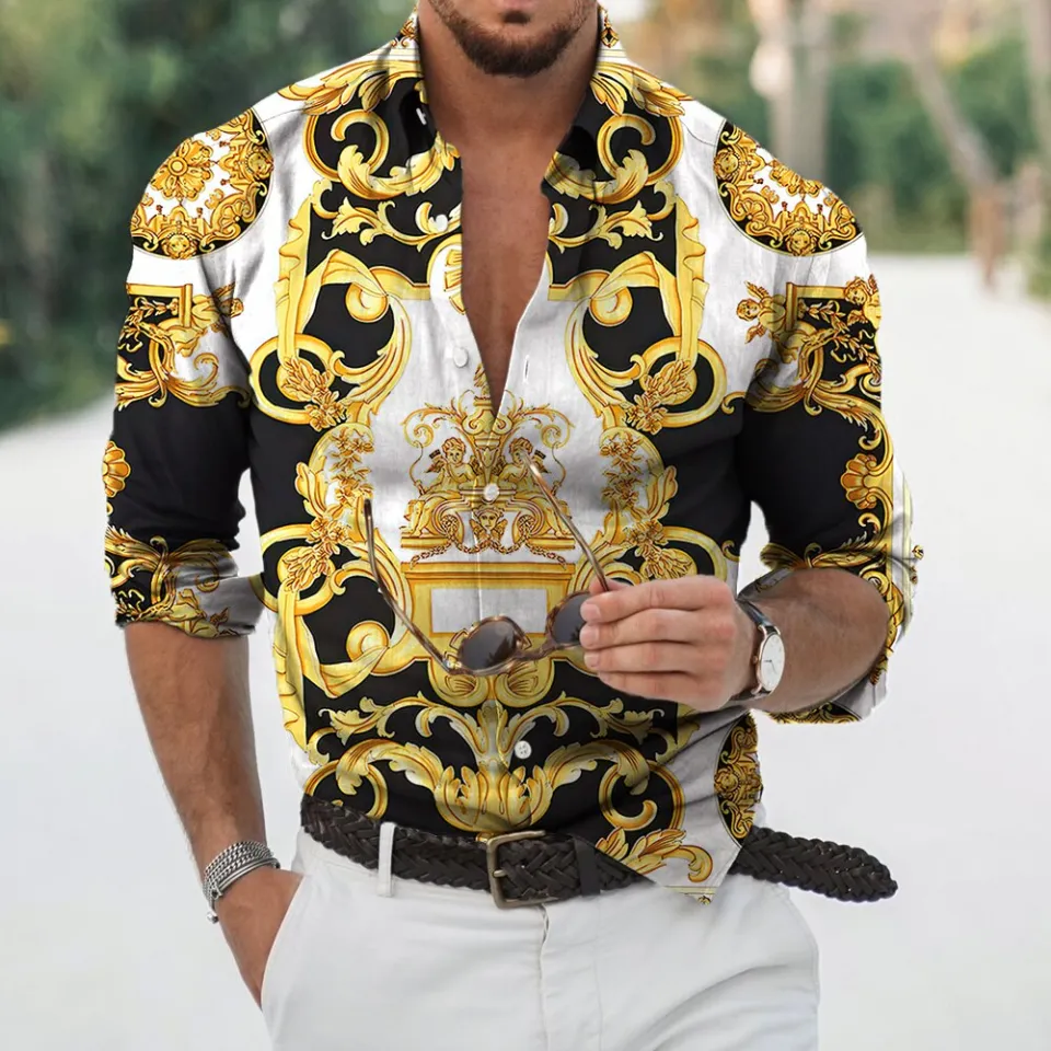 Dress Shirt Camisas Estilo Versace Camisa Estampada (Estilo