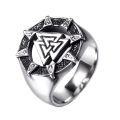 Norse Mythology Viking Triangle Logo Ring Titanium Steel Ring Badge Symbol Men's Ring. 