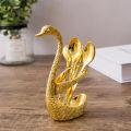 Spoon Set With Swan Stand - Golden. 