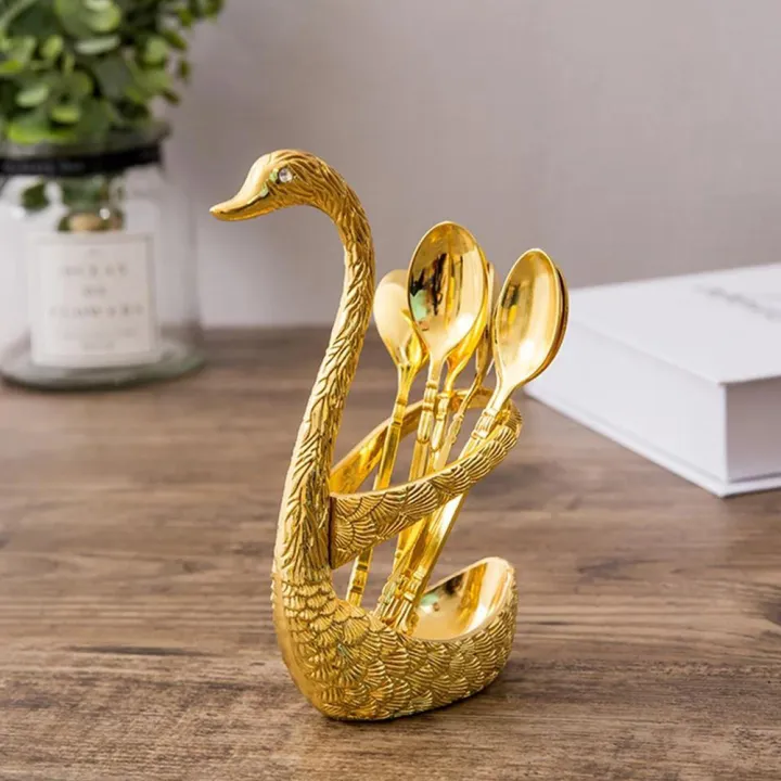 Spoon%20Set%20With%20Swan%20Stand%20-%20Golden%20-%20Image%202