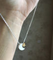 【Daily Necessities For Anyone Store】Delicate Moon Stars Pendant Necklace Jewelry Stainless Steel Gold Color Phase Choker Best Gifts.