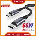 CASIFY G1 60W Type C To Type C Cable Super Fast USB C To USB C Fast Charging Cable Nylon Braided USB C Cable Support 5A 1 M.