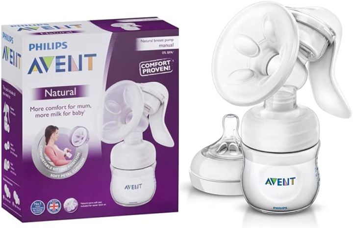 Philips Avent BPA Free Comfort Manual Breast Pump, soft petal shape massage cushions for easy expression Scf330/20