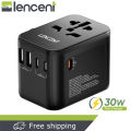 LENCENT PD 30W Fast Charging Universal Travel Adapter, International Wall Charger with 2 USB Ports & 3 USB-C PD Adaptor, All in One Worldwide.