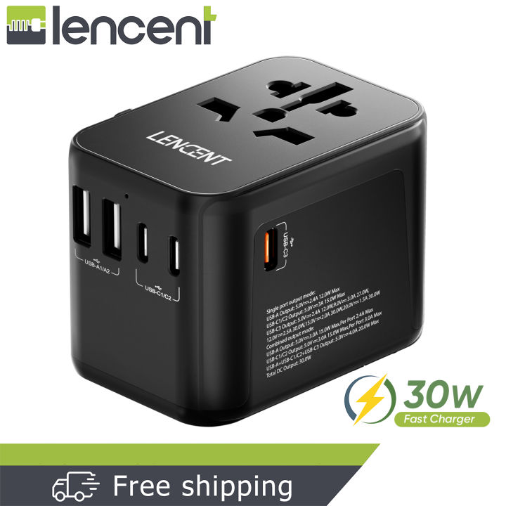 LENCENT%20PD%2030W%20Fast%20Charging%20Universal%20Travel%20Adapter,%20International%20Wall%20Charger%20with%202%20USB%20Ports%20&%203%20USB-C%20PD%20Adaptor,%20All%20in%20One%20Worldwide%20-%20Image%202