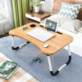 Portable Foldable Home Laptop Table/Notebook Stand Desk/Table for Study- Laptop Stand - Wood Color.