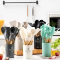 12PCS Food Grade Silicone Kitchen Cookware Utensils Turner Spatula Measuring Spoons Practical Cooking Tool Kitchenware Set. 