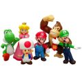 6pcs/set Super Mario Bros PVC Action Figure Toys Dolls Model Set Luigi Yoshi Donkey Kong Mushroom for kids birthday gifts AAA Moonlight Shines. 