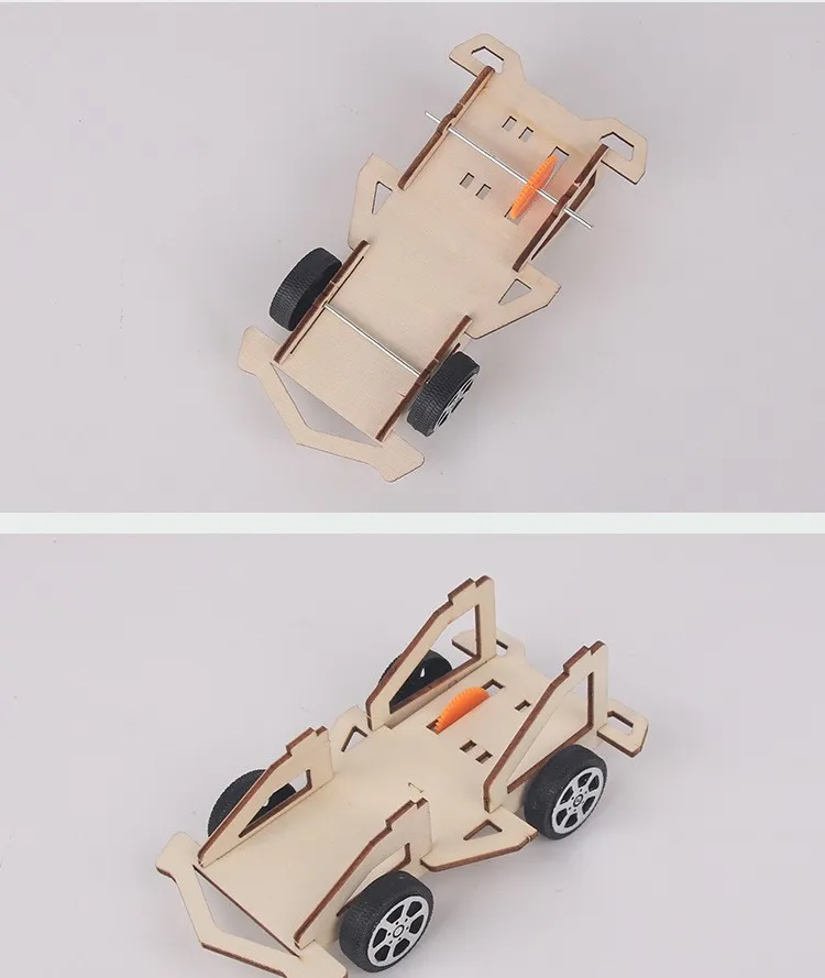 DIY Wood Electric Racing Car For Kids- Children Wooden Puzzles Toy