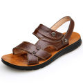 Sandals, men's leather beach shoes for summer wear, men's non-slip, waterproof, durable, and dual-purpose slippers. 