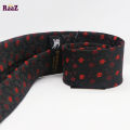 Black Red Small Flower Embroidery Design Formal Tie For Men.