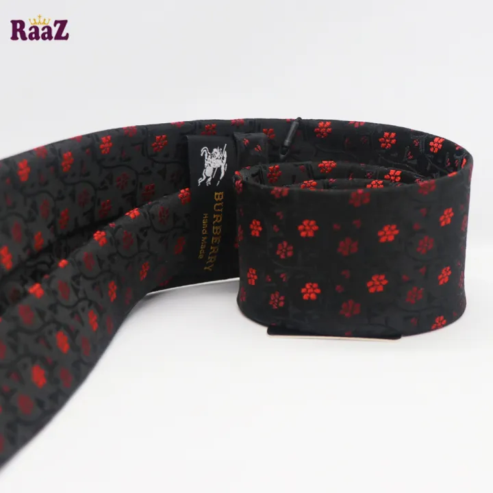 Black%20Red%20Small%20Flower%20Embroidery%20Design%20Formal%20Tie%20For%20Men%20-%20Image%203