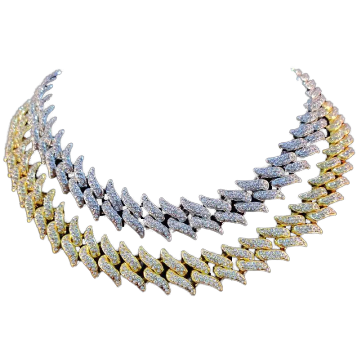 Men Iced Out Bling Necklace Hip Hop Chain Necklace 20mm Thorn Shape Chains Fashion HipHop Jewelry For Birthday Gift