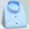 High Quality Non-ironing Mens Dress Shirt Short Sleeve New Solid Male Clothing Fit Business Shirts White Blue Navy Black Yyqwsj. 