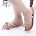 Summer Women Slippers Bow Flip Flops Rivet Flats Sandals Outdoor Transparent Crystal Beach Shoes Female Open Toe Shoes. 